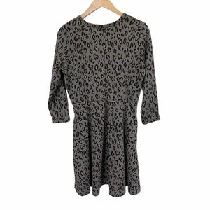 K by Kersh Leopard Print Sweatshirt Skater Dress